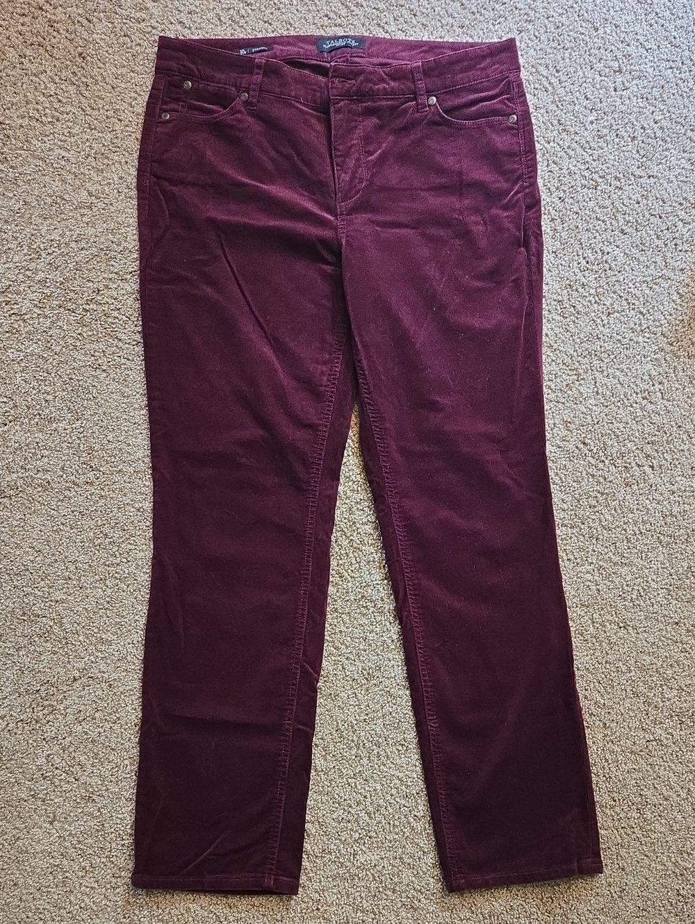 Talbots Women's Burgundy Corduroy Straight-Leg Pants Medium Petite